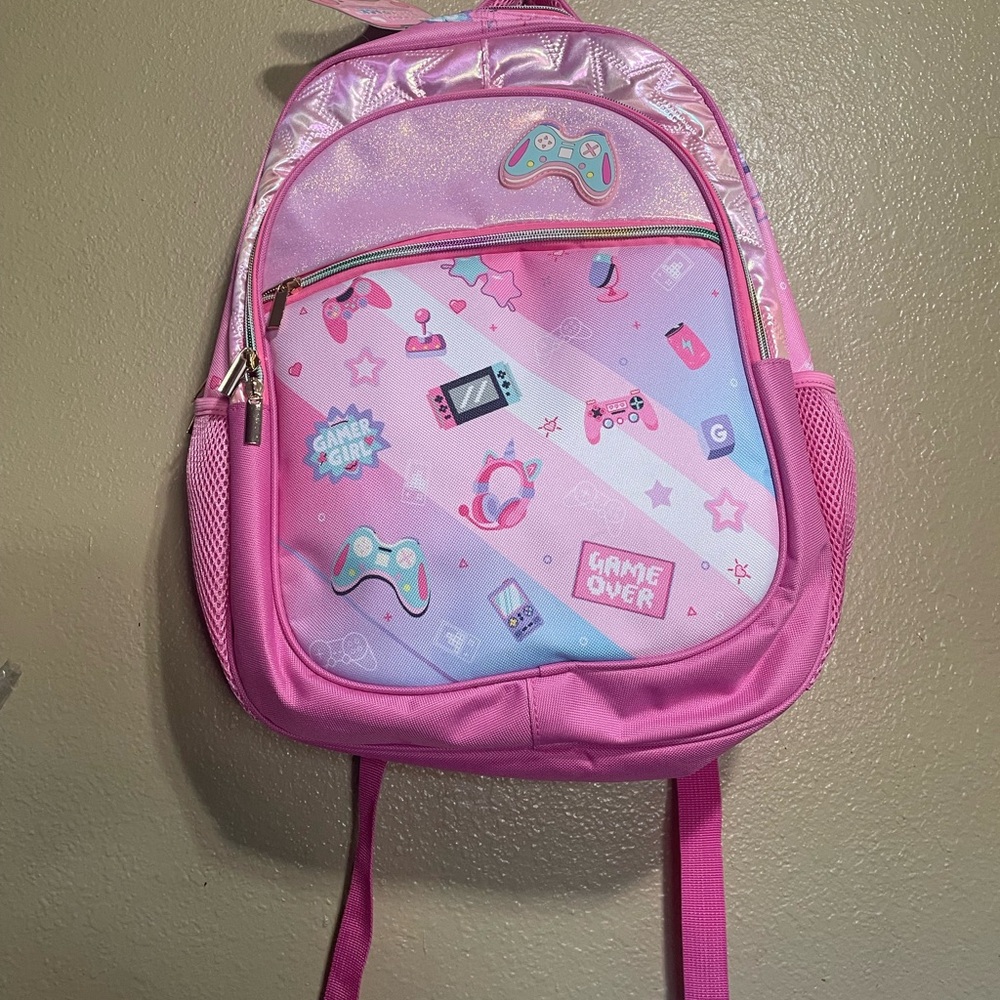Pink Gamer Kids Backpack with Fun Graphics - Picture 2 of 6